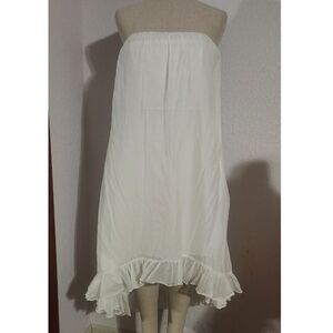 Ashley Stewart White Strapless Sundress with Ruffled Hem